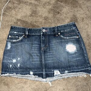 American Eagle Denim Skirt Sparkle Blingy Beads Destructured Sz 10